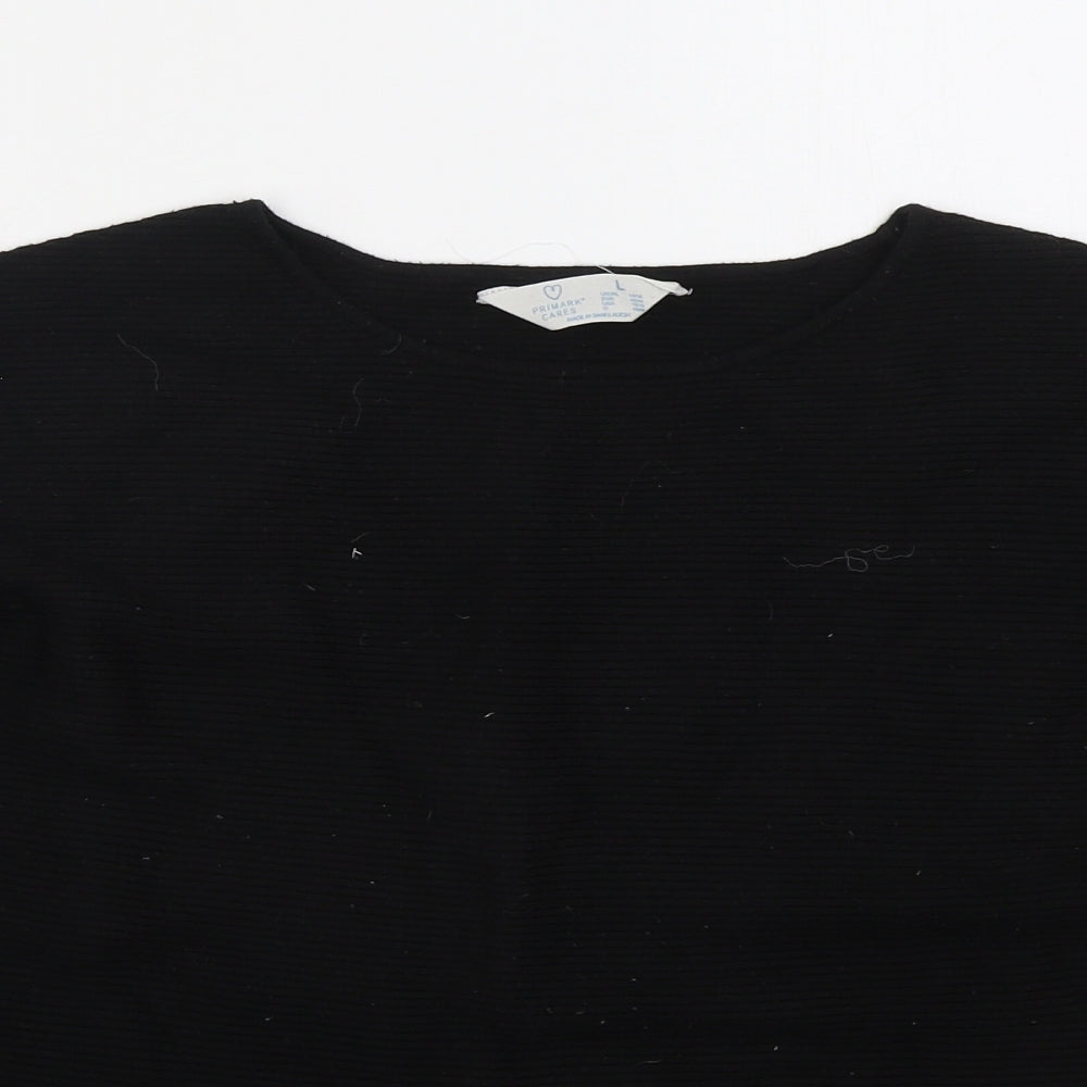 Primark Womens Black Crew Neck  Viscose Pullover Jumper Size 14