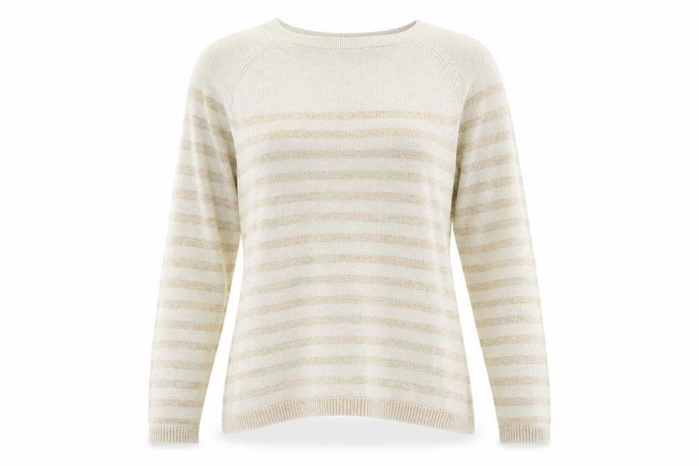 Gap Womens Beige Boat Neck Striped Cotton Pullover Jumper Size S