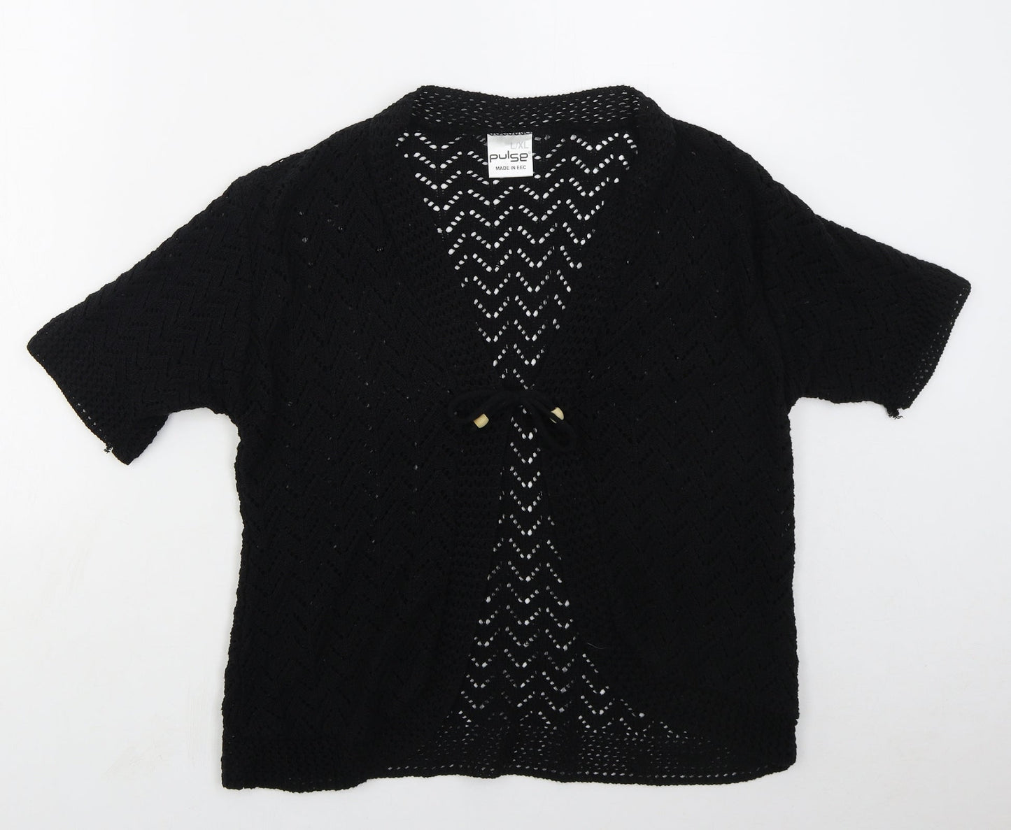 Pulse Womens Black V-Neck  Acrylic Cardigan Jumper Size L