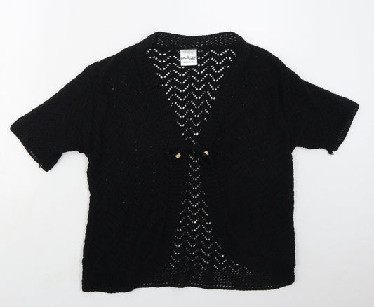 Pulse Womens Black V-Neck  Acrylic Cardigan Jumper Size L
