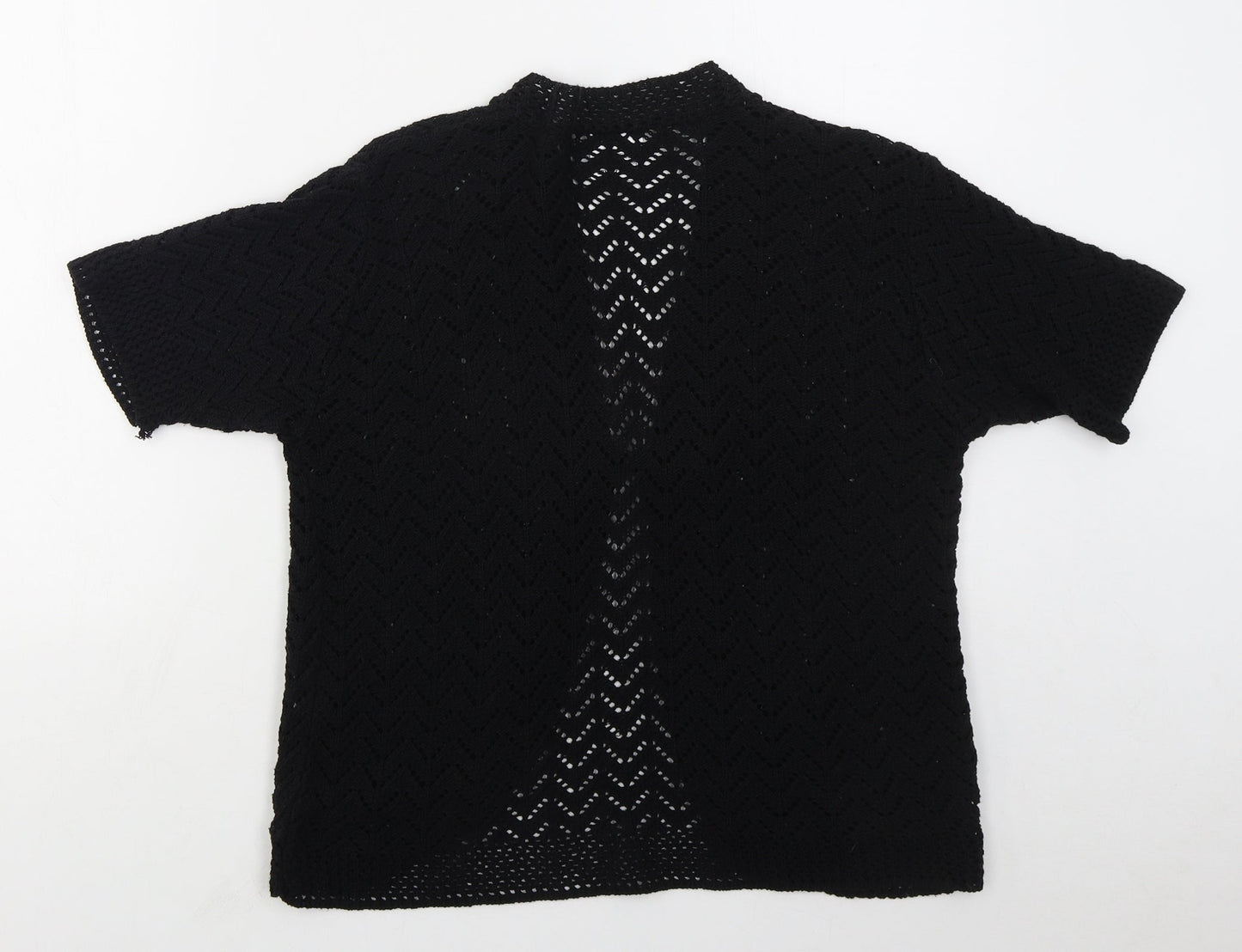 Pulse Womens Black V-Neck  Acrylic Cardigan Jumper Size L