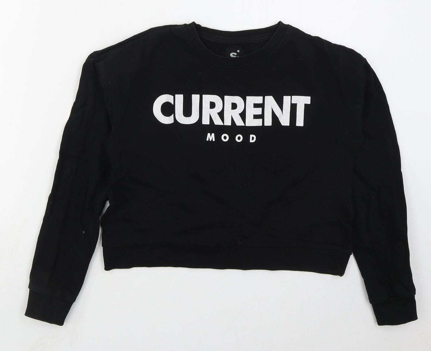 Sinsay Womens Black  Cotton Pullover Sweatshirt Size XS  Pullover - Current Mood