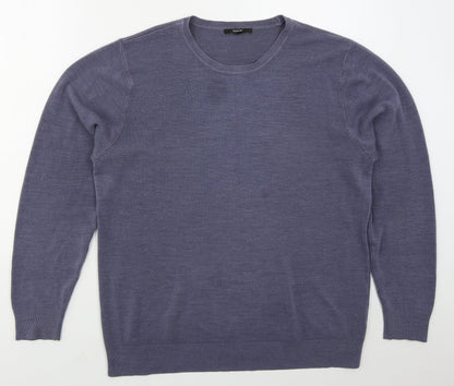 George Mens Blue Crew Neck  Acrylic Pullover Jumper Size L