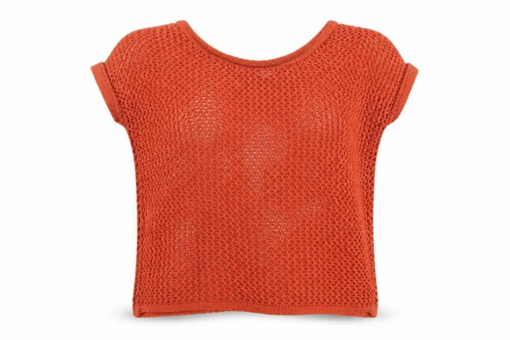 Balsamic Womens Orange Boat Neck  Cotton Pullover Jumper Size 18