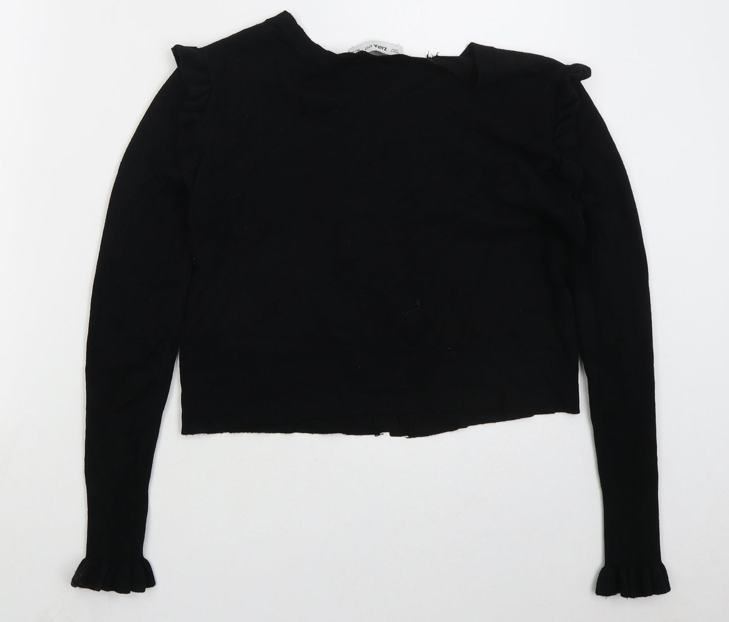 Zara Womens Black Boat Neck  Viscose Cardigan Jumper Size S