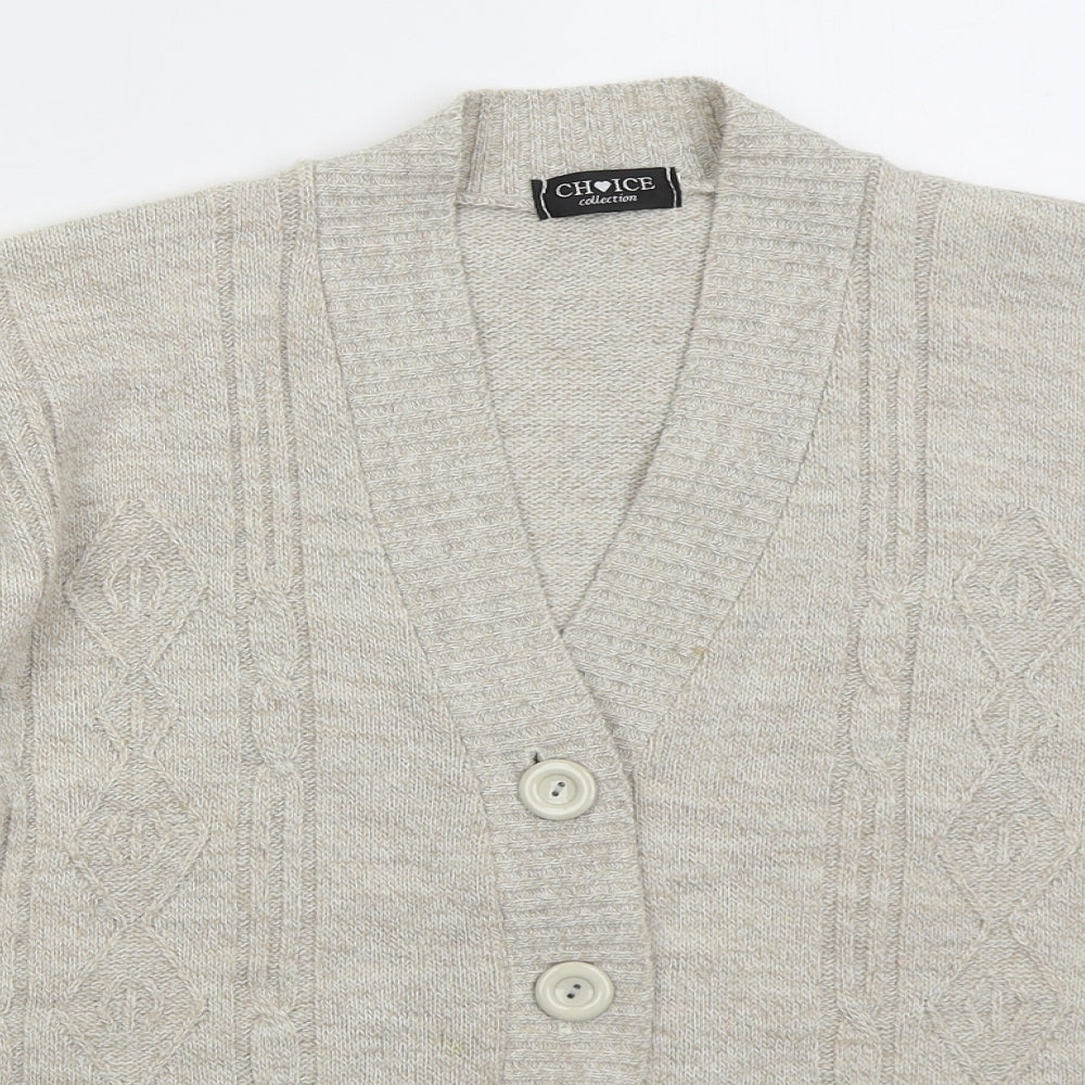 Choice Womens Beige V-Neck  Acrylic Cardigan Jumper Size M