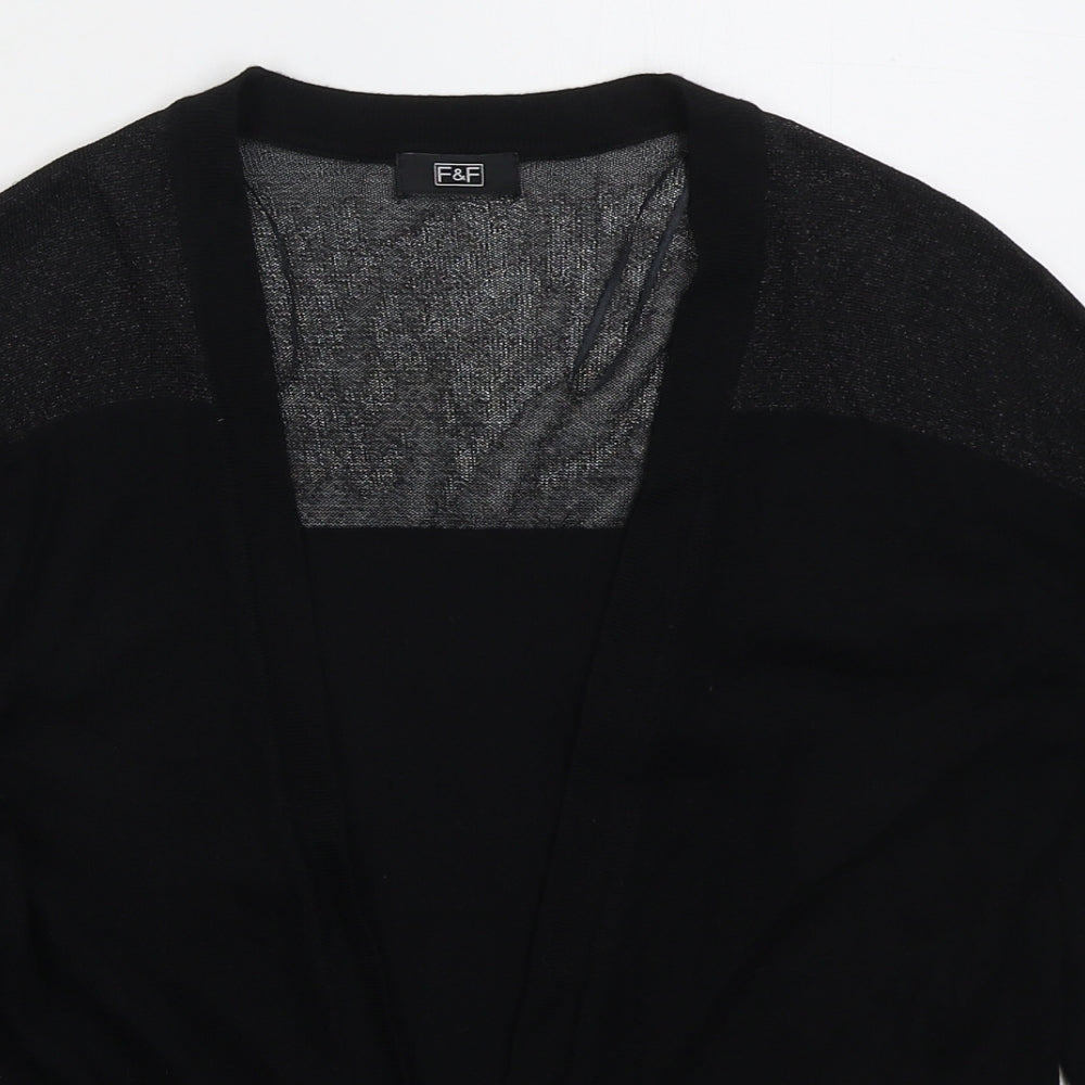 F&F Womens Black V-Neck  Viscose Cardigan Jumper Size 8