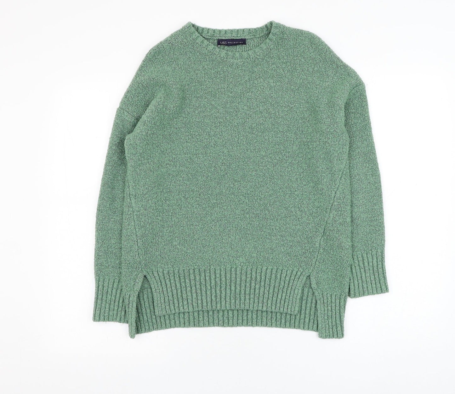 Marks and Spencer Womens Green Round Neck  Acrylic Pullover Jumper Size S