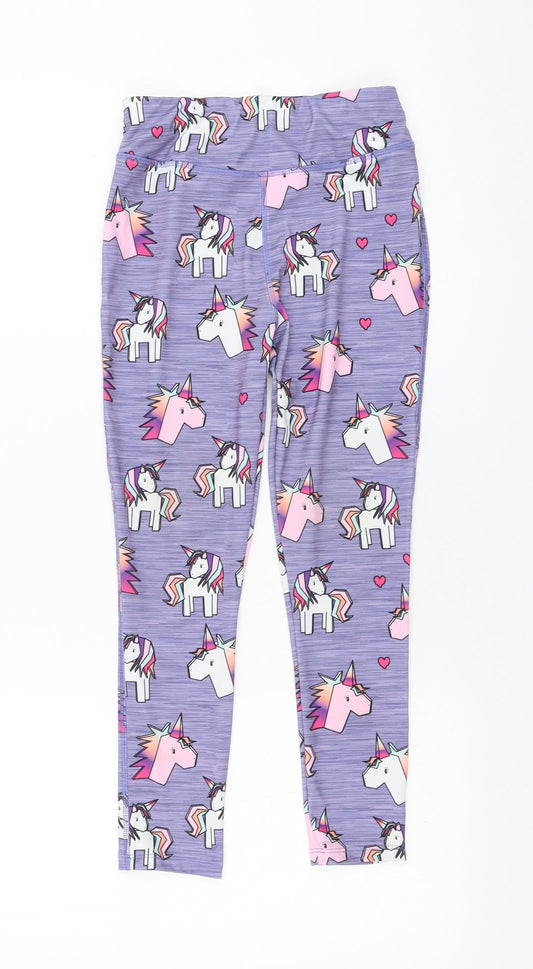 NEXT Girls Purple  Polyacrylate Fibre Jogger Trousers Size 9 Months  Regular Pullover - Unicorn, Leggings