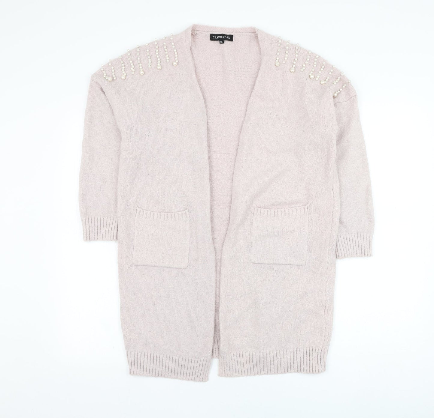 Cameo Rose Womens Pink Square Neck  Viscose Cardigan Jumper Size M