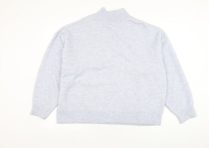 F&F Womens Blue Mock Neck  Polyester Pullover Jumper Size 14