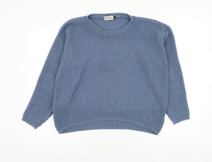Bassini Womens Blue Round Neck  Acrylic Pullover Jumper Size M