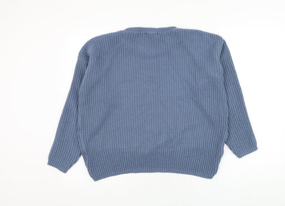 Bassini Womens Blue Round Neck  Acrylic Pullover Jumper Size M