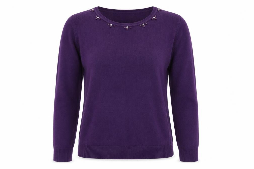 Simon Jeffrey Womens Purple Round Neck  Acrylic Pullover Jumper Size M