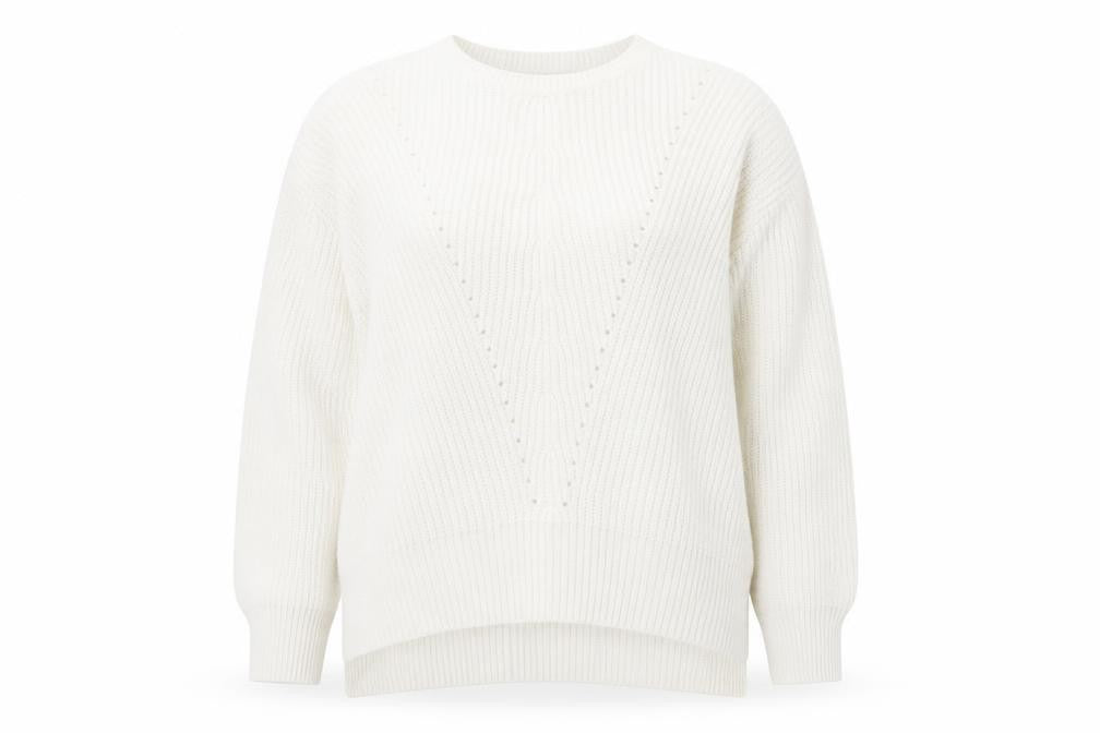 Peacocks Womens White Round Neck  Acrylic Pullover Jumper Size XL