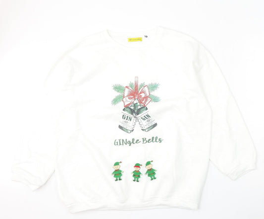 Of life and lemons Womens White  Cotton Pullover Sweatshirt Size L