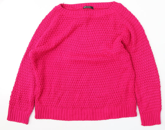 Internacionale Womens Pink Round Neck  Acrylic Pullover Jumper Size L