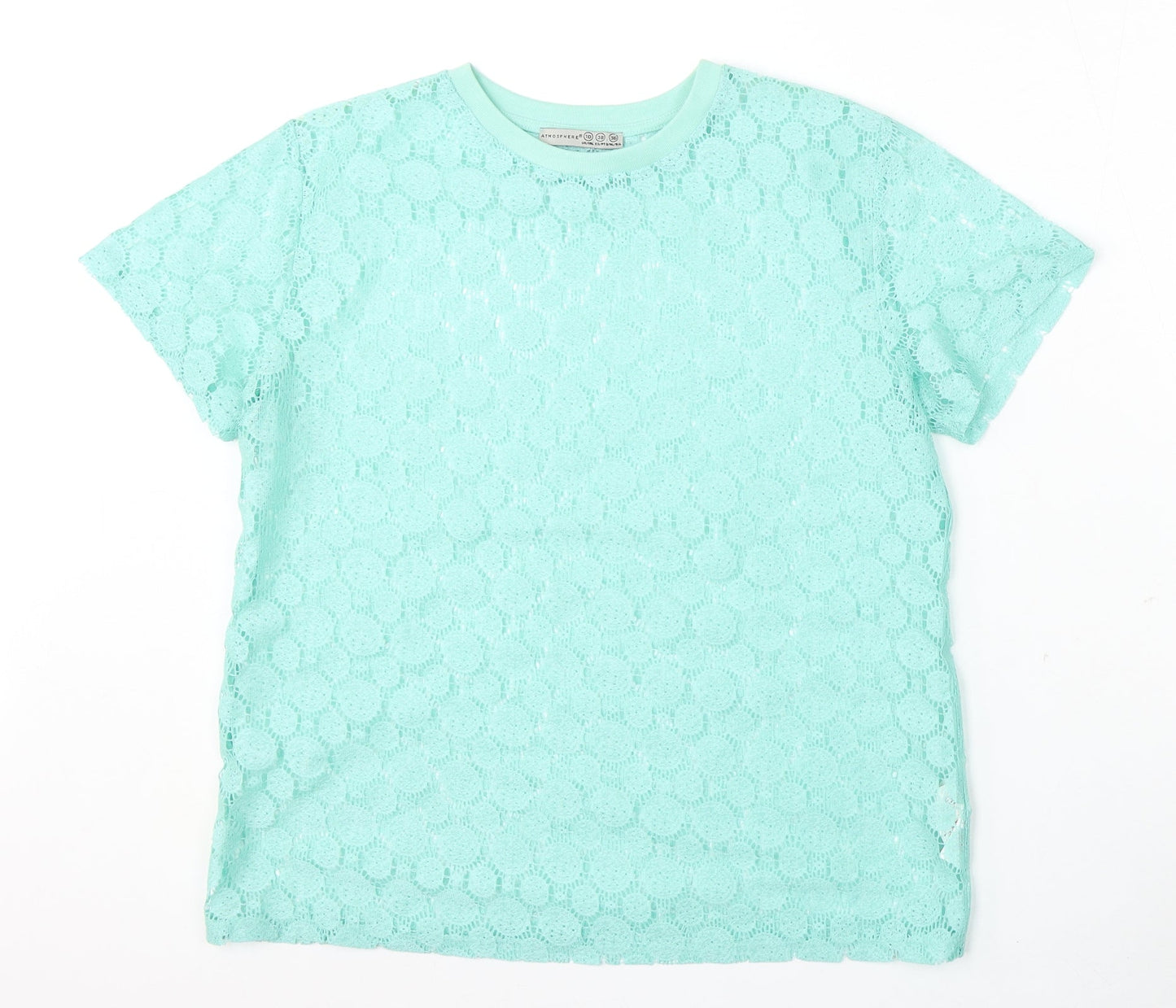 Atmosphere Womens Blue  Polyester Basic T-Shirt Size 10 Round Neck