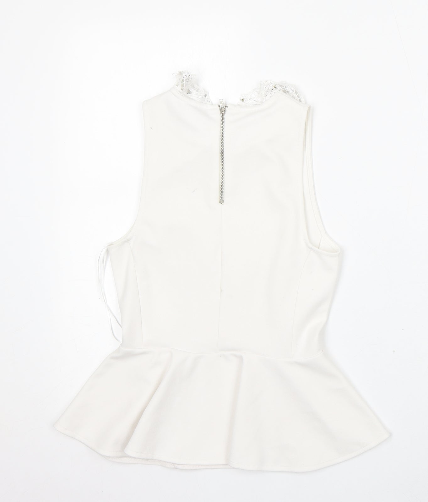 Topshop Womens White  Polyester Basic Blouse Size 8 Round Neck