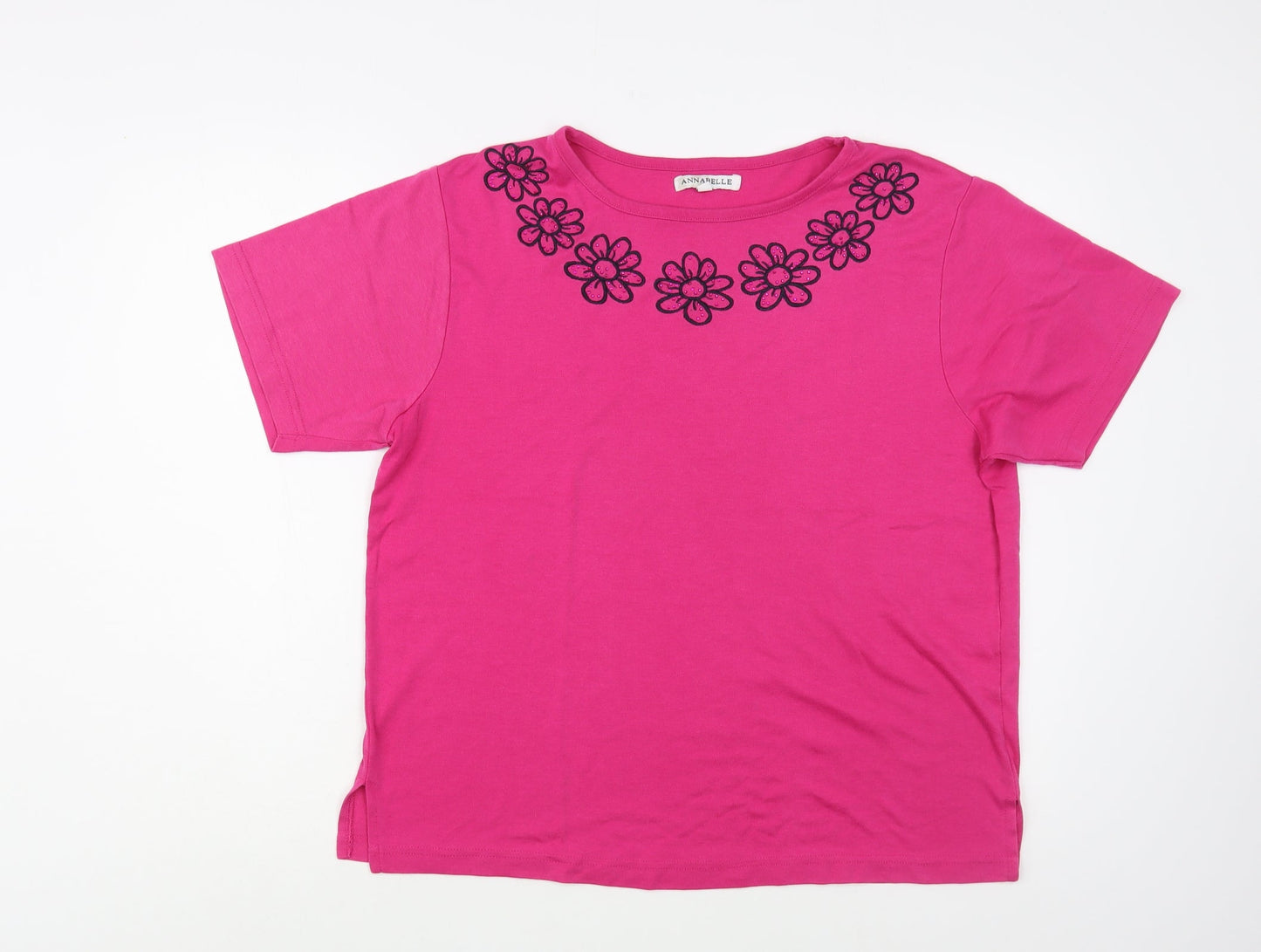 Annabelle Womens Pink  Cotton Basic T-Shirt Size M Roll Neck
