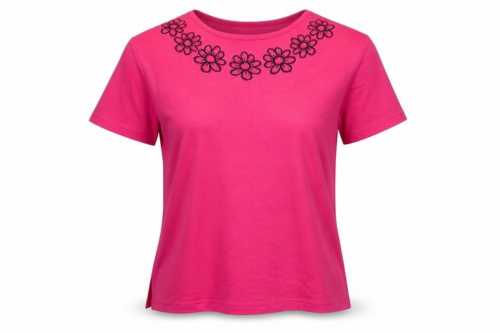Annabelle Womens Pink  Cotton Basic T-Shirt Size M Roll Neck