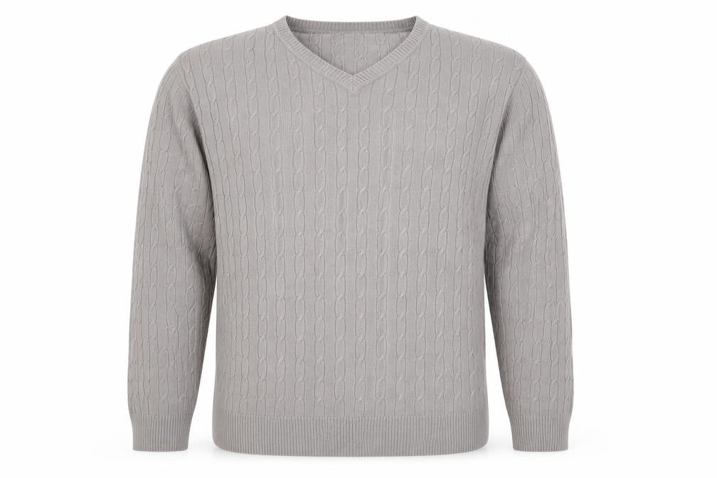 Harbour Classic Mens Grey V-Neck  Acrylic Pullover Jumper Size 2XL