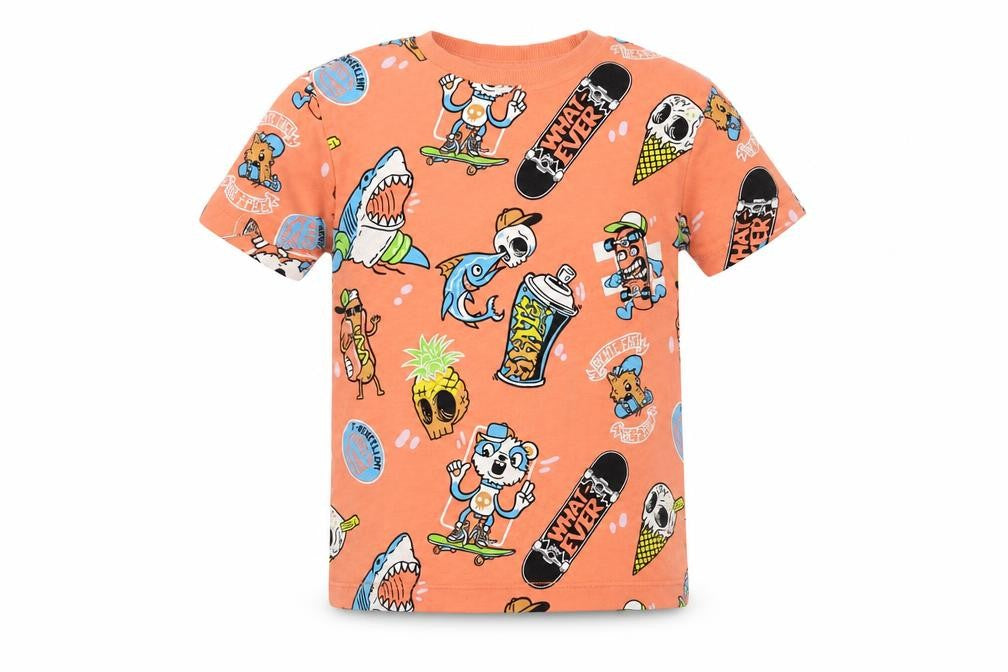 NEXT Girls Orange Geometric Cotton Pullover T-Shirt Size 3 Years Crew Neck Pullover