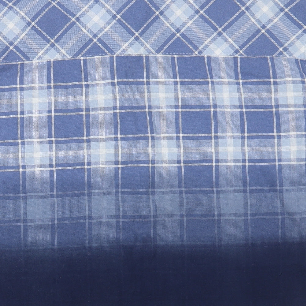 NEXT Womens Blue Plaid Cotton Basic Button-Up Size 12 Collared