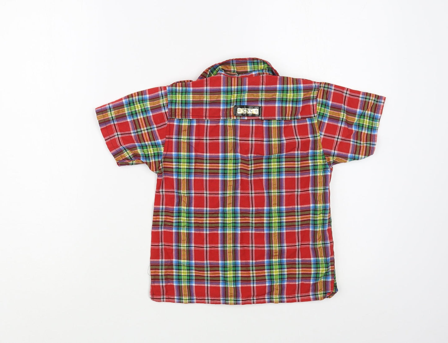 C'N'C Boys Red Plaid Cotton Basic Button-Up Size 5-6 Years Collared Button
