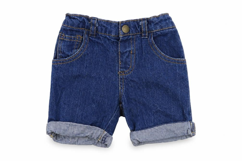 Primark Baby Blue  Cotton Cropped Trousers Size 9-12 Months  Snap