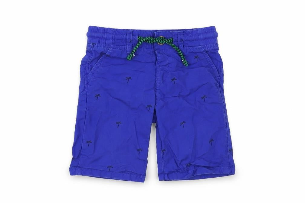 Marks & Spencer Boys Blue  Cotton Cropped Trousers Size 2-3 Years  Regular Drawstring - Palm Tree Print