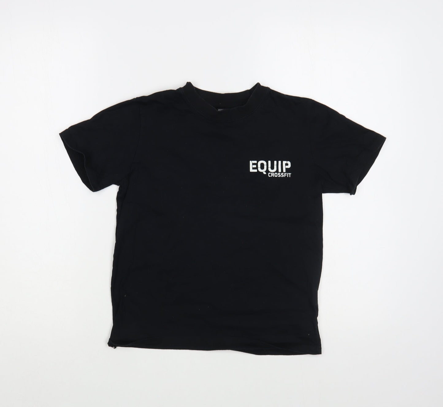 Equip Boys Black  Cotton Basic T-Shirt Size 9-10 Years Crew Neck Pullover
