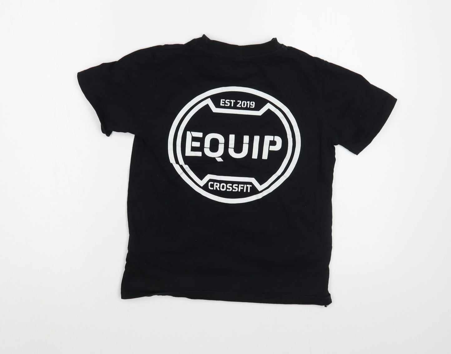 Equip Boys Black  Cotton Basic T-Shirt Size 9-10 Years Crew Neck Pullover
