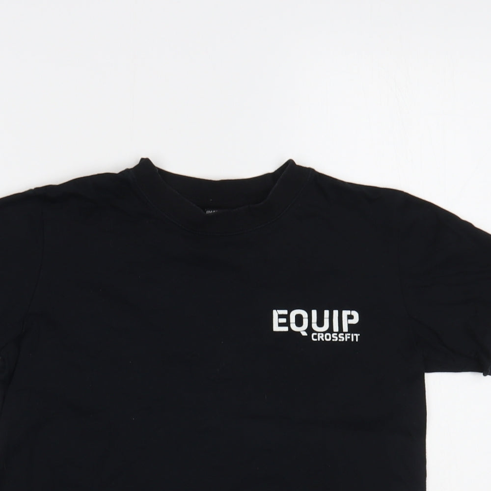 Equip Boys Black  Cotton Basic T-Shirt Size 9-10 Years Crew Neck Pullover