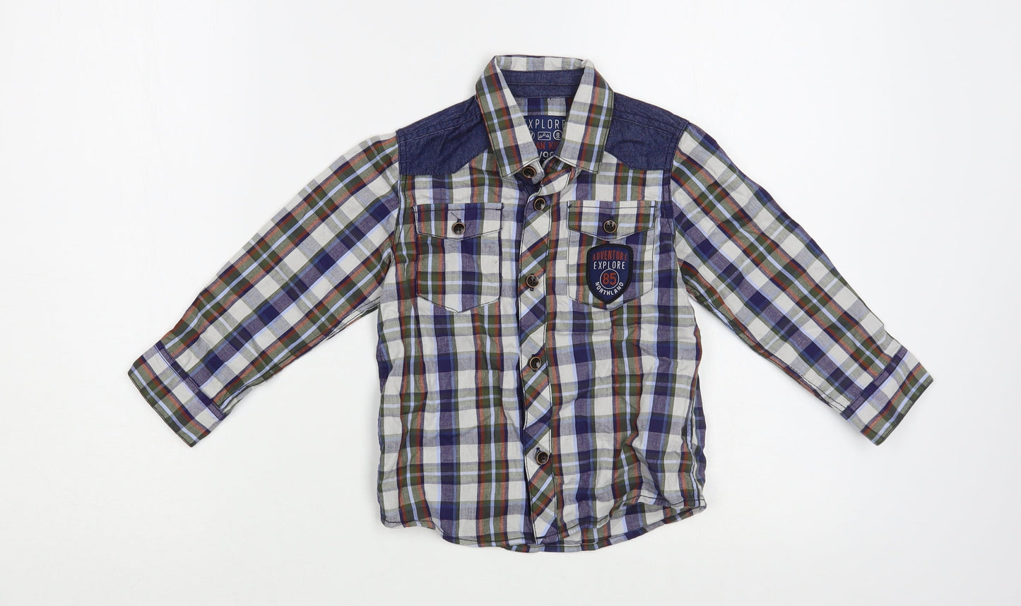 Losan Boys Multicoloured Plaid Cotton Basic Button-Up Size 3 Years Collared Button