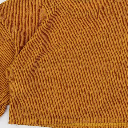 Zara Womens Yellow  Polyester Basic T-Shirt Size S V-Neck