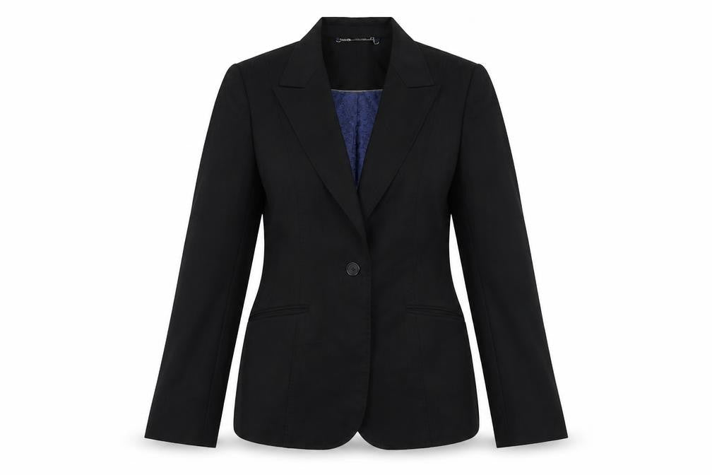 Quentin Reed Womens Black Striped Wool Jacket Suit Jacket Size 10