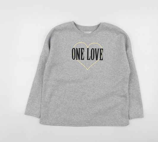 Papaya Womens Grey Geometric Polyester Pullover Sweatshirt Size M