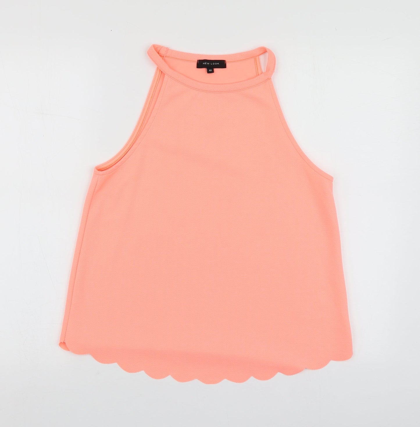 New Look Womens Orange  Polyester Basic T-Shirt Size 12 Halter
