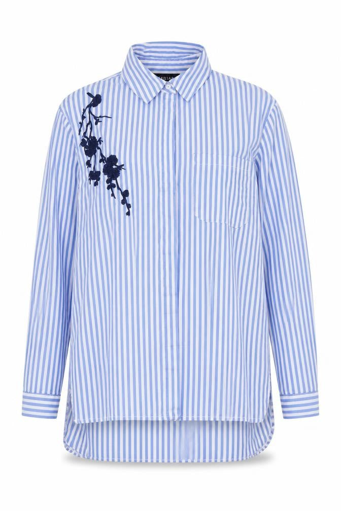 Parisian Womens Blue Striped Cotton Basic Button-Up Size 8 Collared