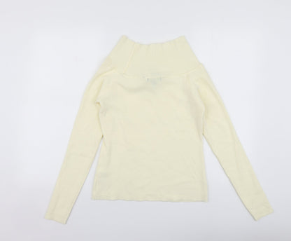 Preloved New Look Womens Yellow Square Neck  Viscose Pullover Jumper Size 16 - Back