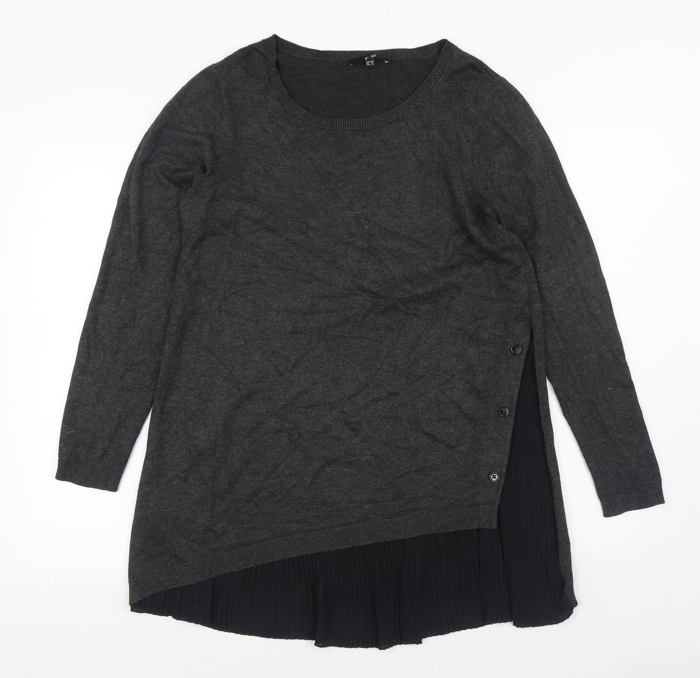Yest Womens Grey  Viscose Jumper Dress  Size 12  Scoop Neck Pullover