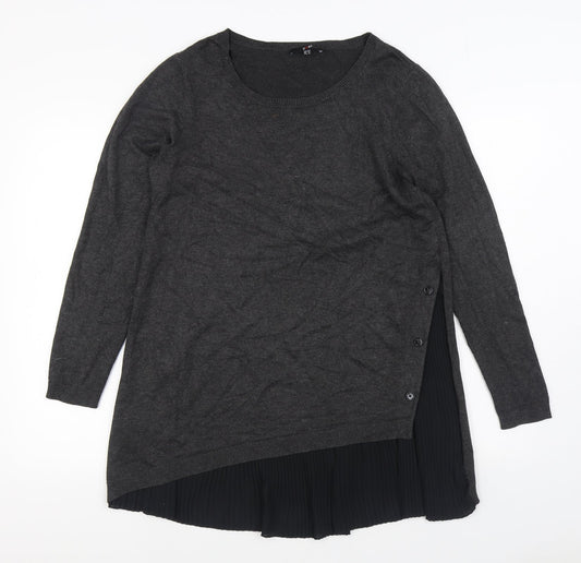 Yest Womens Grey  Viscose Jumper Dress  Size 12  Scoop Neck Pullover
