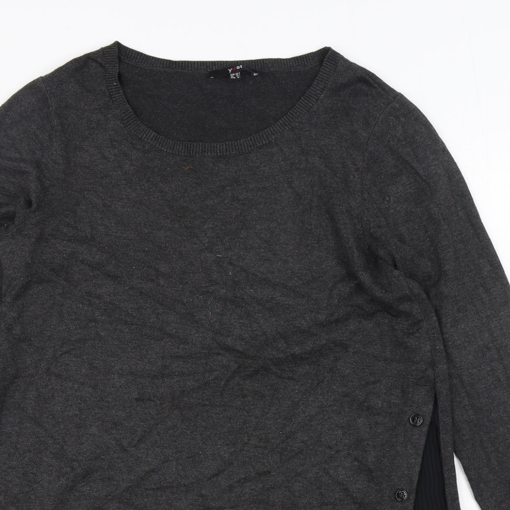 Yest Womens Grey  Viscose Jumper Dress  Size 12  Scoop Neck Pullover