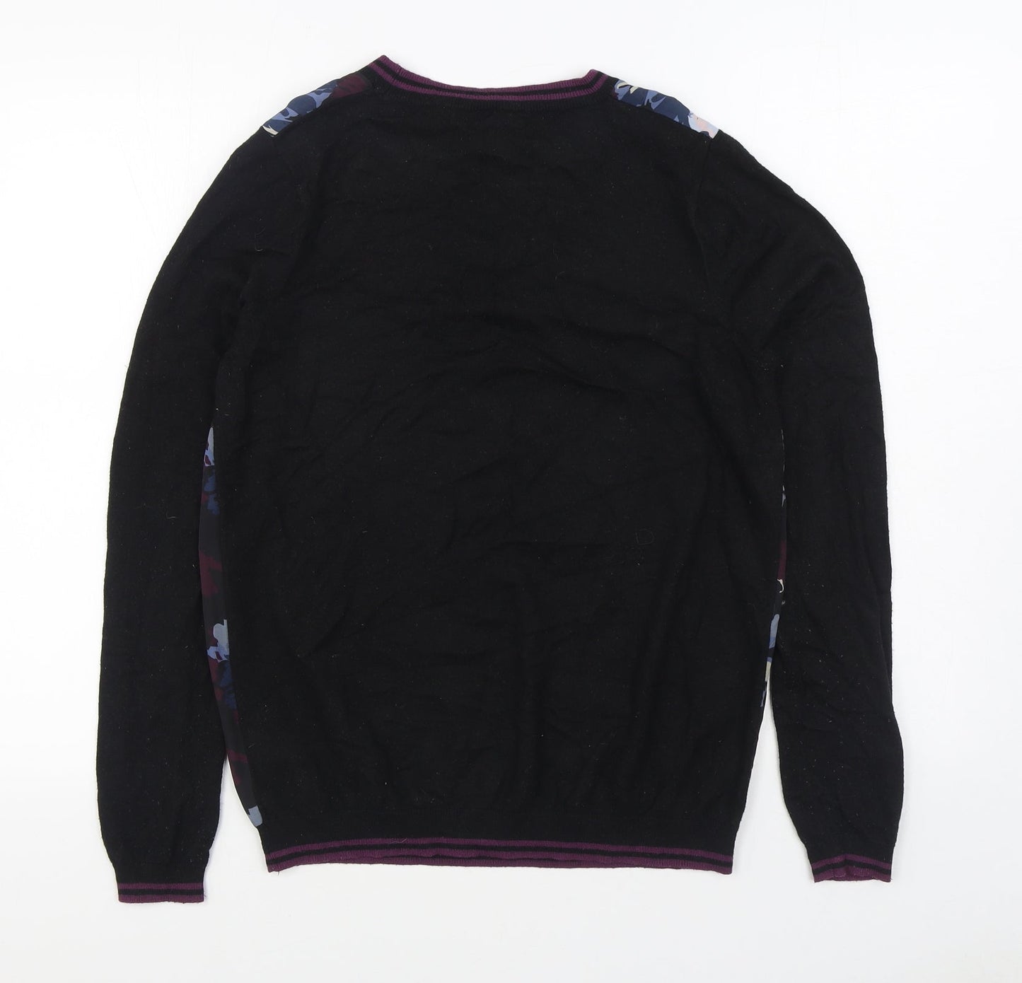 Warehouse Womens Black Round Neck  Viscose Pullover Jumper Size 12