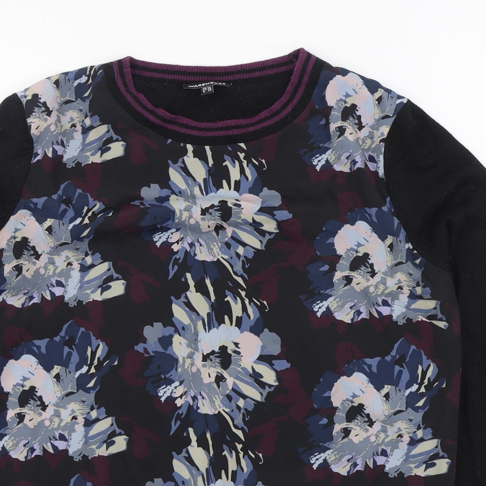 Warehouse Womens Black Round Neck  Viscose Pullover Jumper Size 12