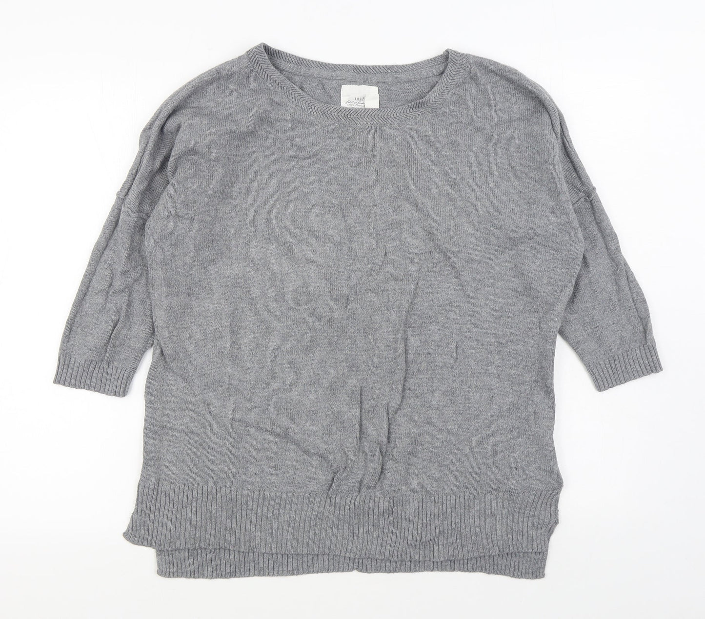H&M Womens Grey Boat Neck  Cotton Pullover Jumper Size L