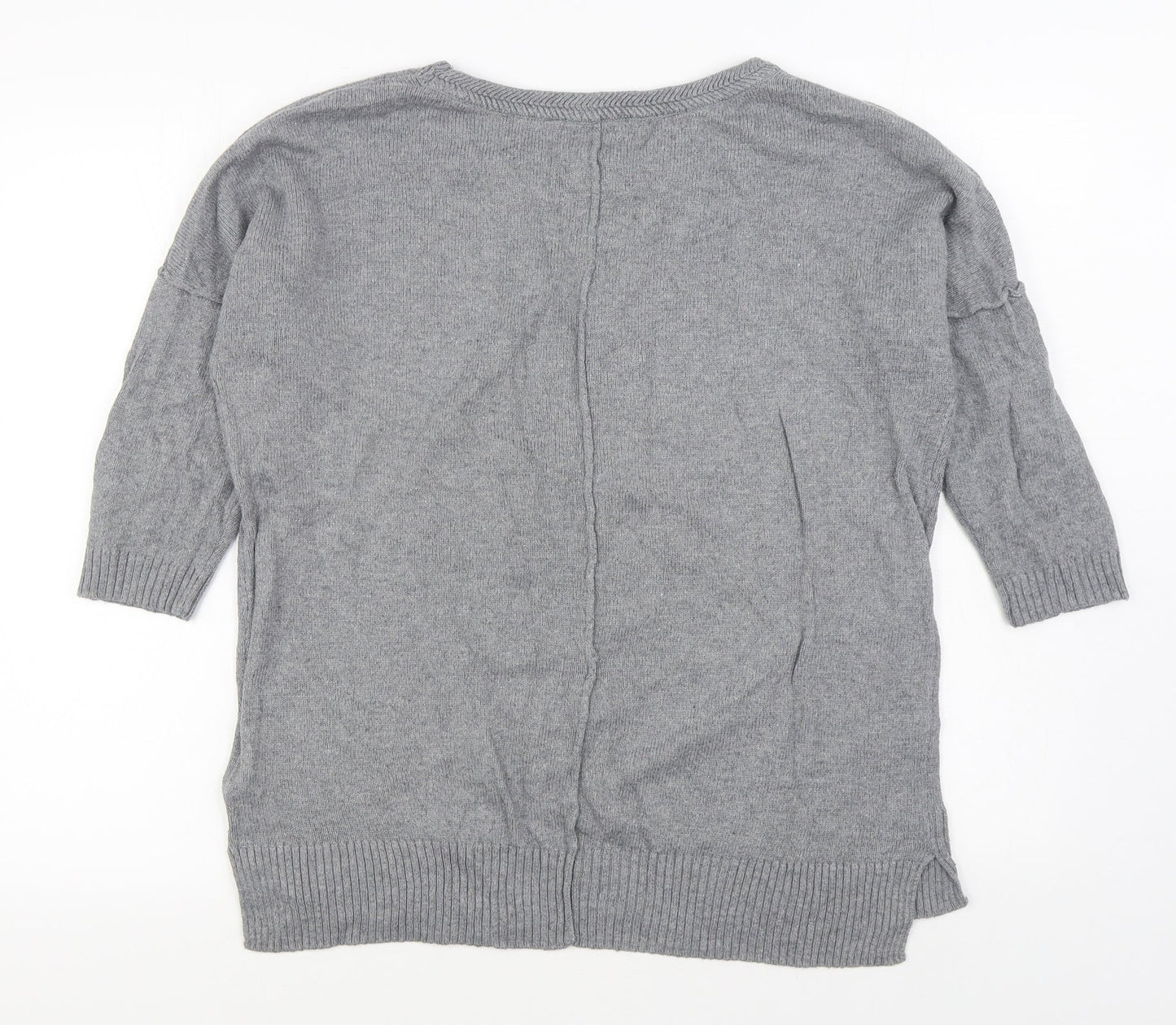 H&M Womens Grey Boat Neck  Cotton Pullover Jumper Size L