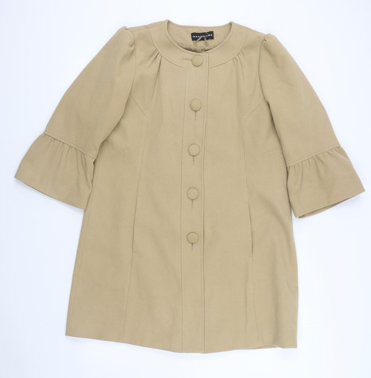 Wardrobe Womens Beige   Overcoat Coat Size 14  Button