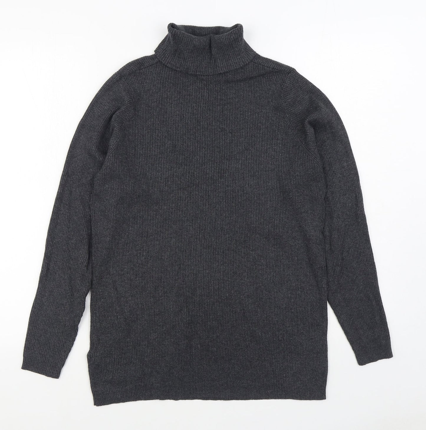 Marks and Spencer Womens Grey Roll Neck  Viscose Pullover Jumper Size M